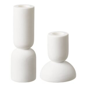 White Stone Candle Holders Set