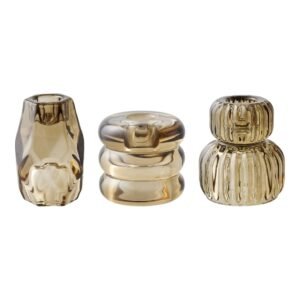 Gold Glass Candle Holders Set