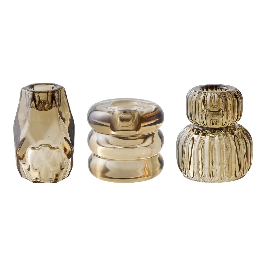 Gold Glass Candle Holders Set