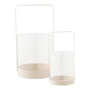 Cream Metal Glass Candle Holders